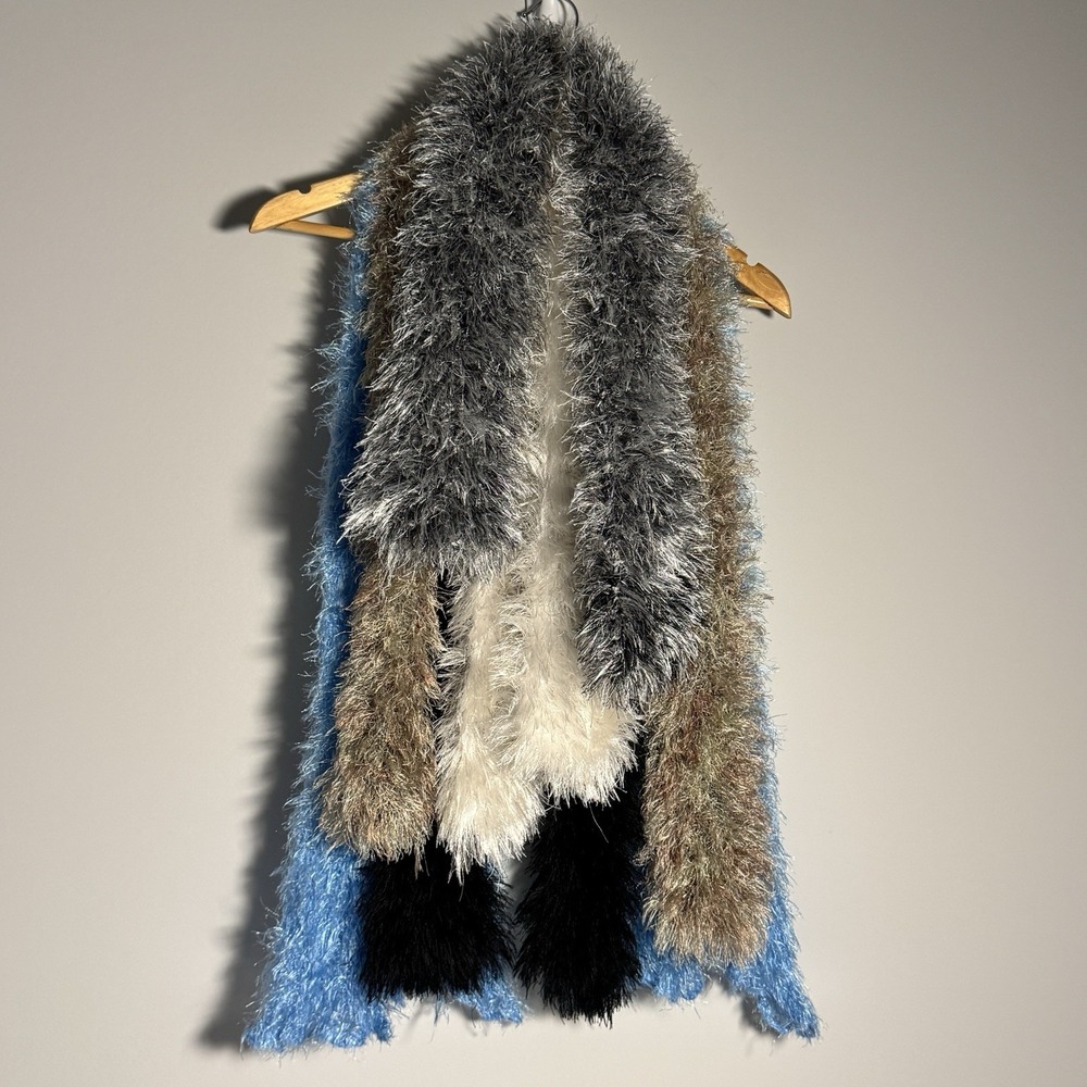 Lot 5‎ Womens Scarves Fluffy Eyelash Fringe Fuzzy Knit Assorted Colors Winter